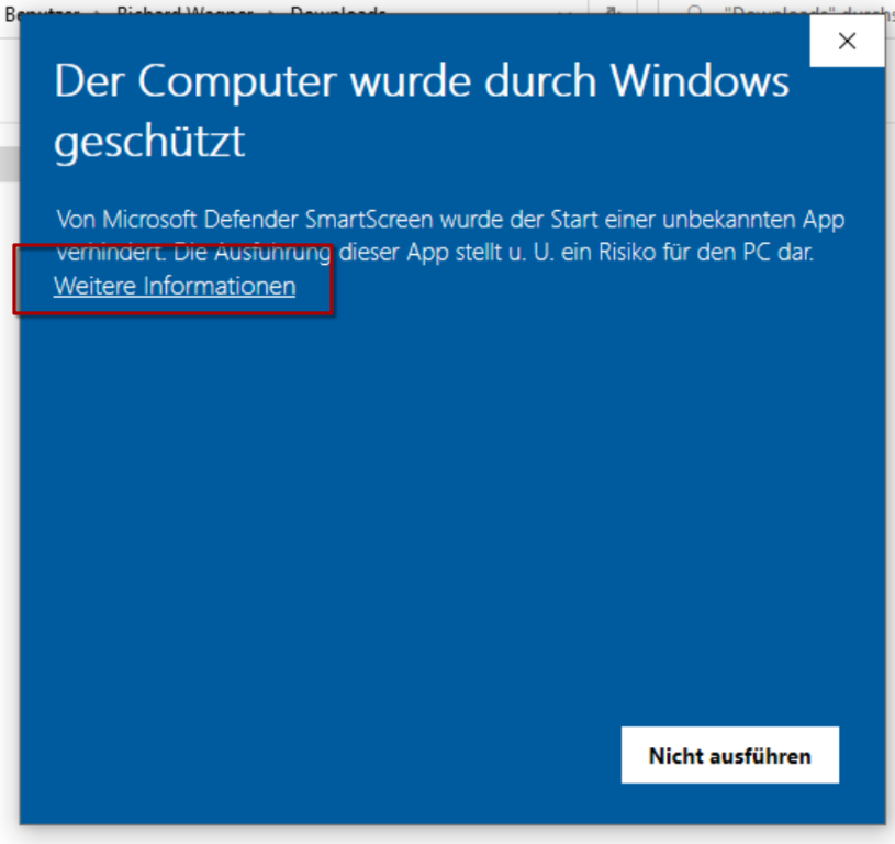 Windows SmartScreen warning