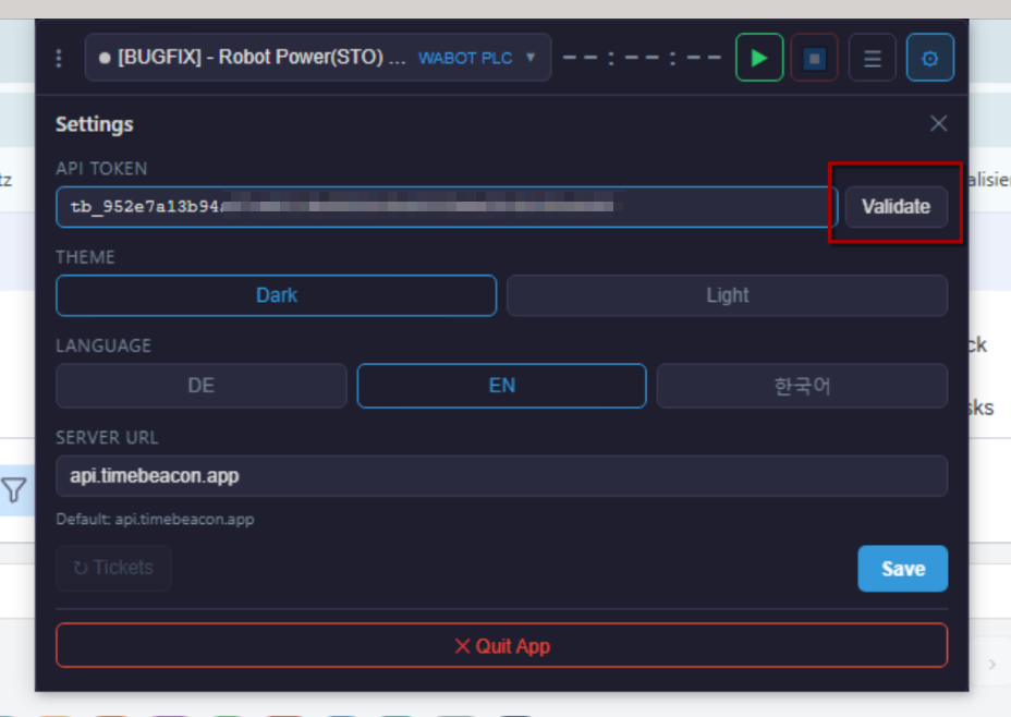 Paste token in Desktop App